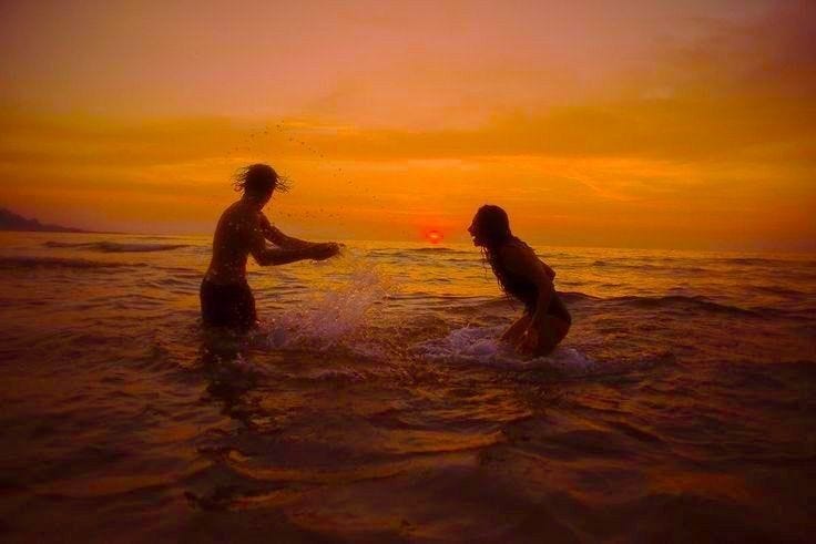At the beginning of love, everything feels warm and fervent, like the glow of sunset embracing the silhouettes of two hearts.