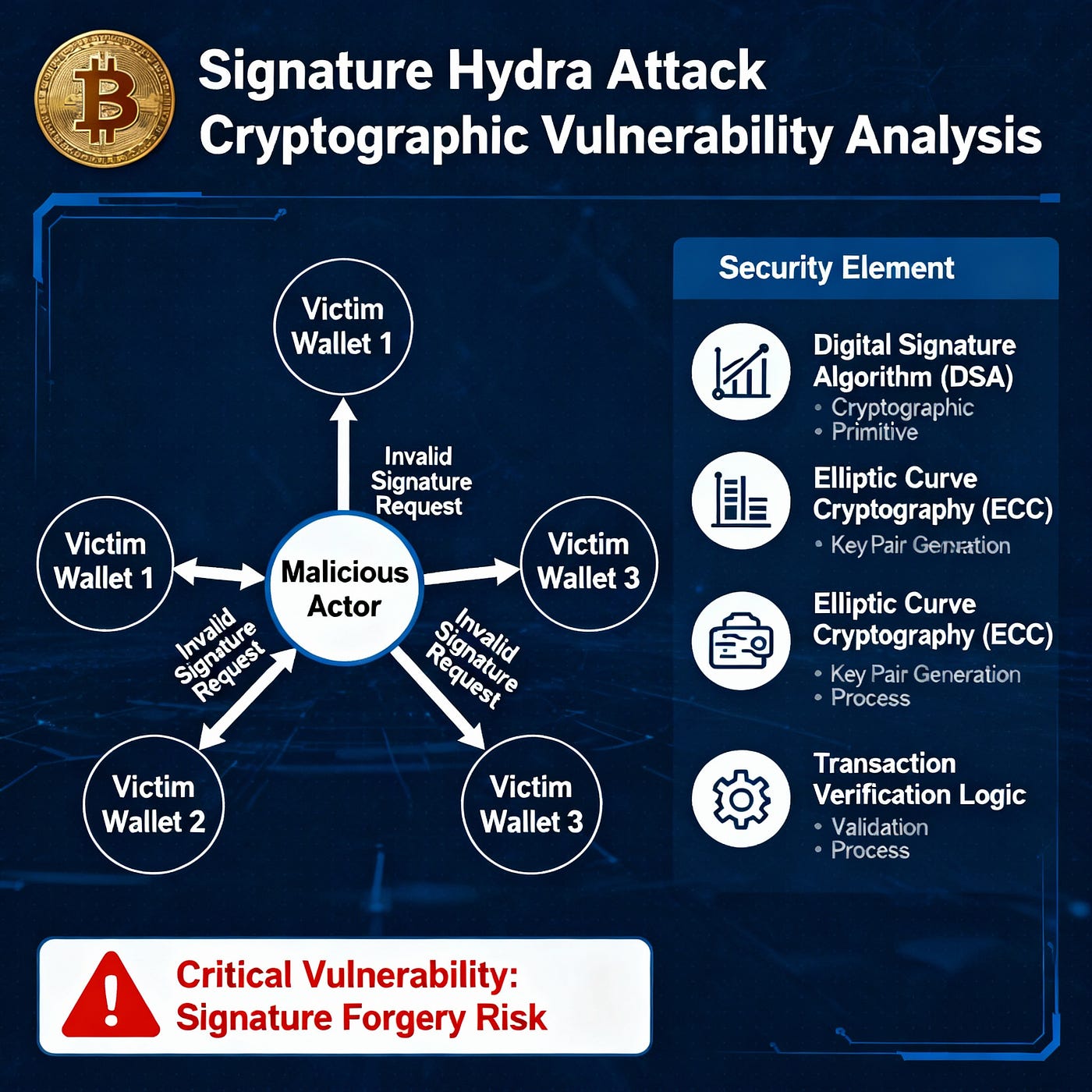 Signature Hydra Attack: A critical vulnerability in ECDSA deserialization  and recovery of private keys for lost Bitcoin wallets, where an attacker  exploits signature deserialization errors and bugs to gradually gain  control over