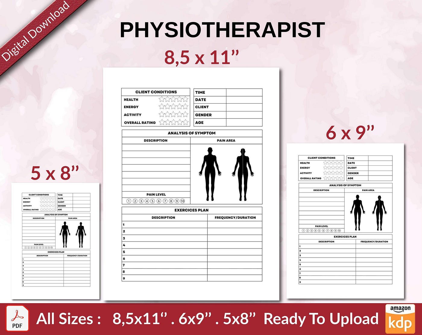 PHYSIOTHERAPIST JOURNAL 120 pages Ready to Upload PDF used as Low Content Planner tracker or Log…