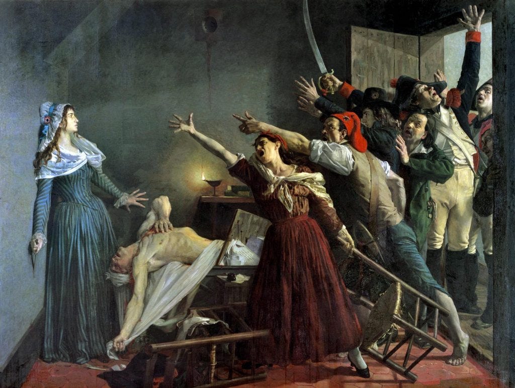 I think The Assassination of Marat is the right painting to set the tone for this piece.