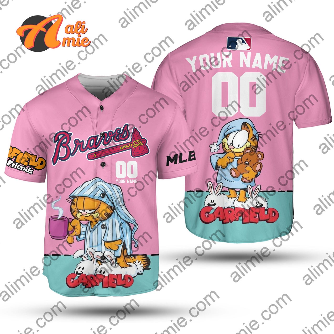 MLB Atlanta Braves Lazy Garfield Personalized Jersey Shirt