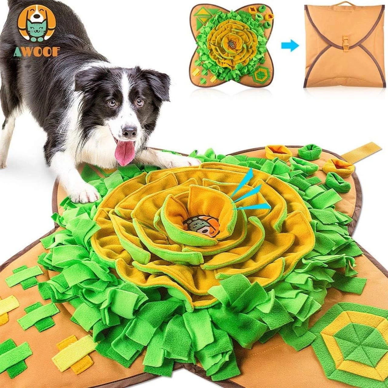 Dog Puzzle Toys, Pet Snuffle Mat for Dogs, Interactive Feed Game for Boredom, Encourages Natural Foraging Skills for Cats Dogs Bowl Travel Use, Dog