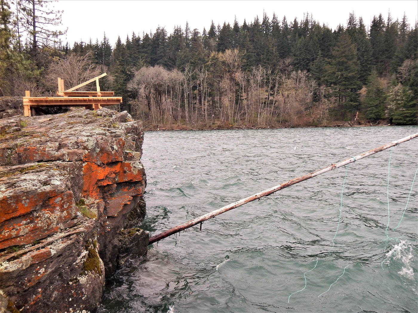 Tribal Fishing Platforms Built At Wind River Mouth