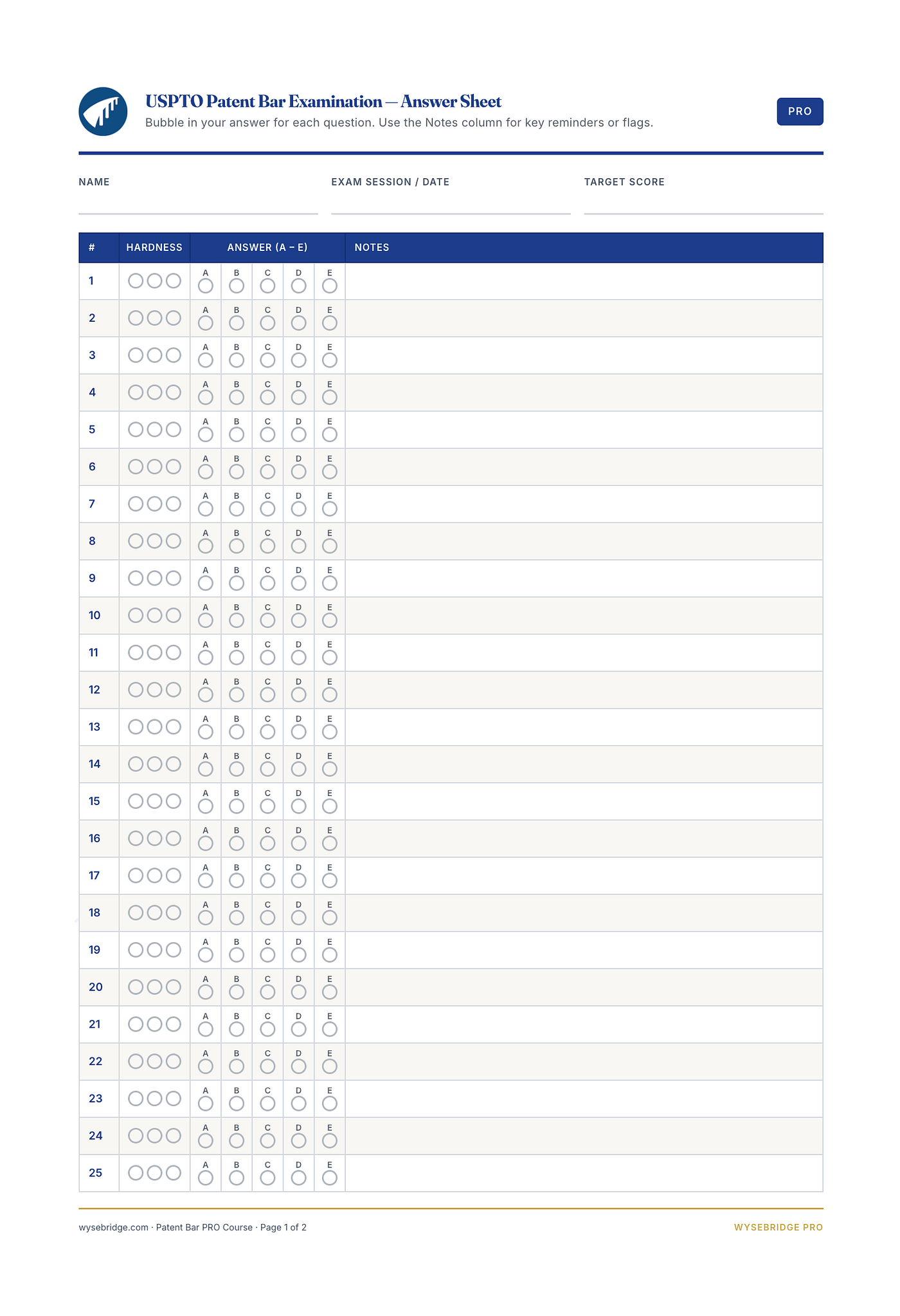 The Patent Bar Exam Answer Sheet Template: The Exam-Day System Most Candidates Never Think to Build