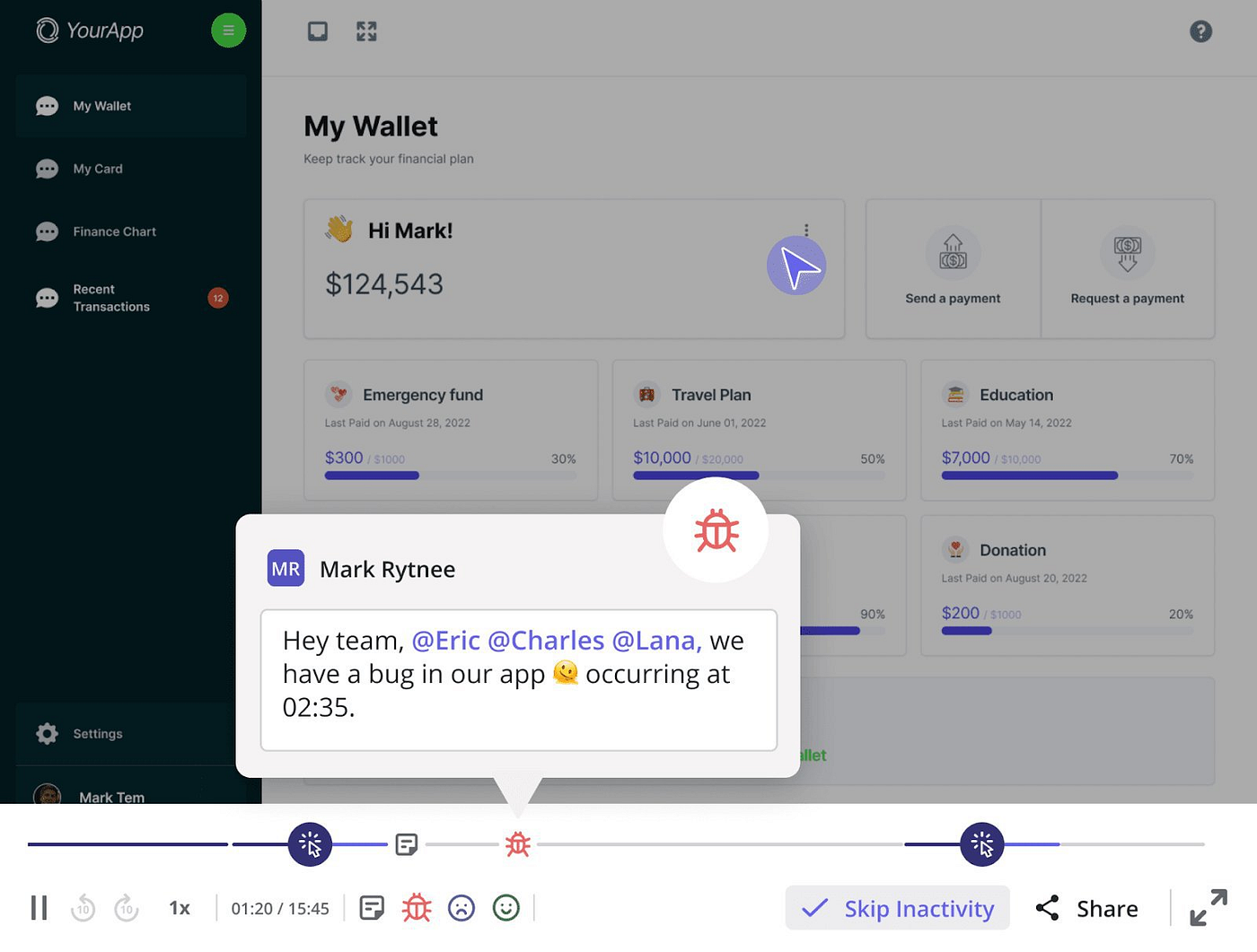 Session replay feature in Userpilot.