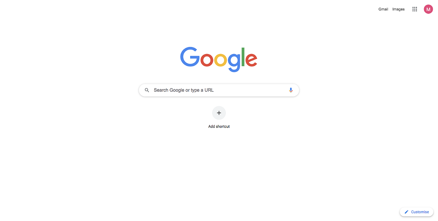 Google Search landing page