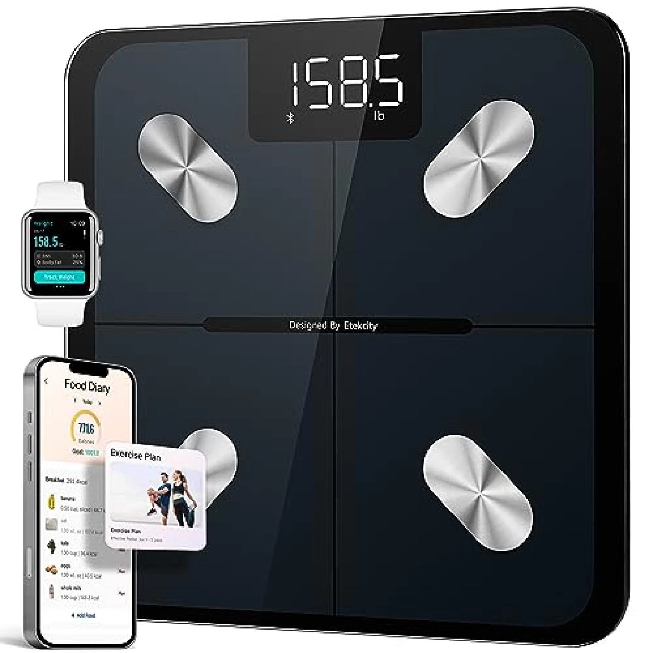 Scale For Body Weight, Bveiugn Digital Bathroom Smart Scale LED Display, 13  Body Composition Analyzer Sync Weight Scale BMI Health Monitor Sync Apps