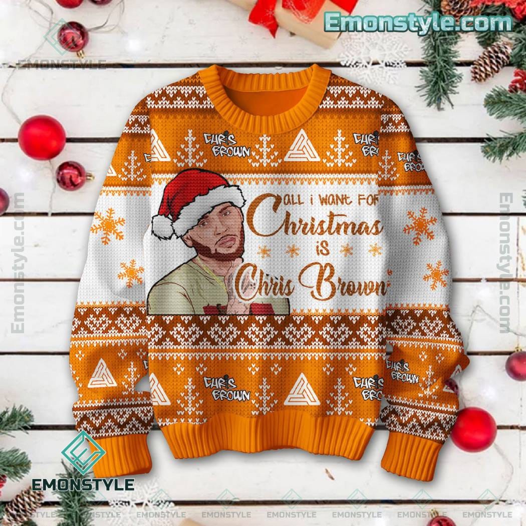 Chris Brown For Christmas Ugly Sweater by Emonstyle Shop Medium