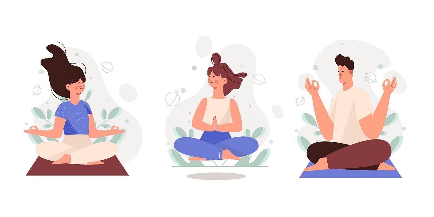 Illustration of people meditating