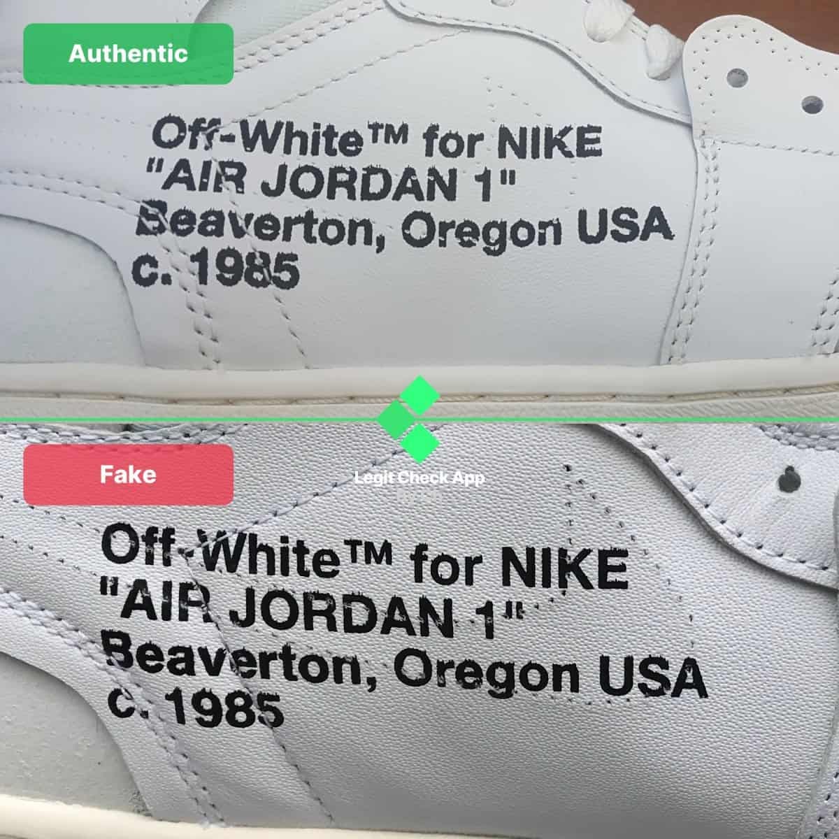 Off-White Air Jordan 1 NRG White Real Vs Fake — How To Spot fake OW AJ1 NRG  | by Legit Check By Ch | Medium