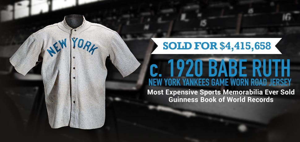 babe ruth game used jersey