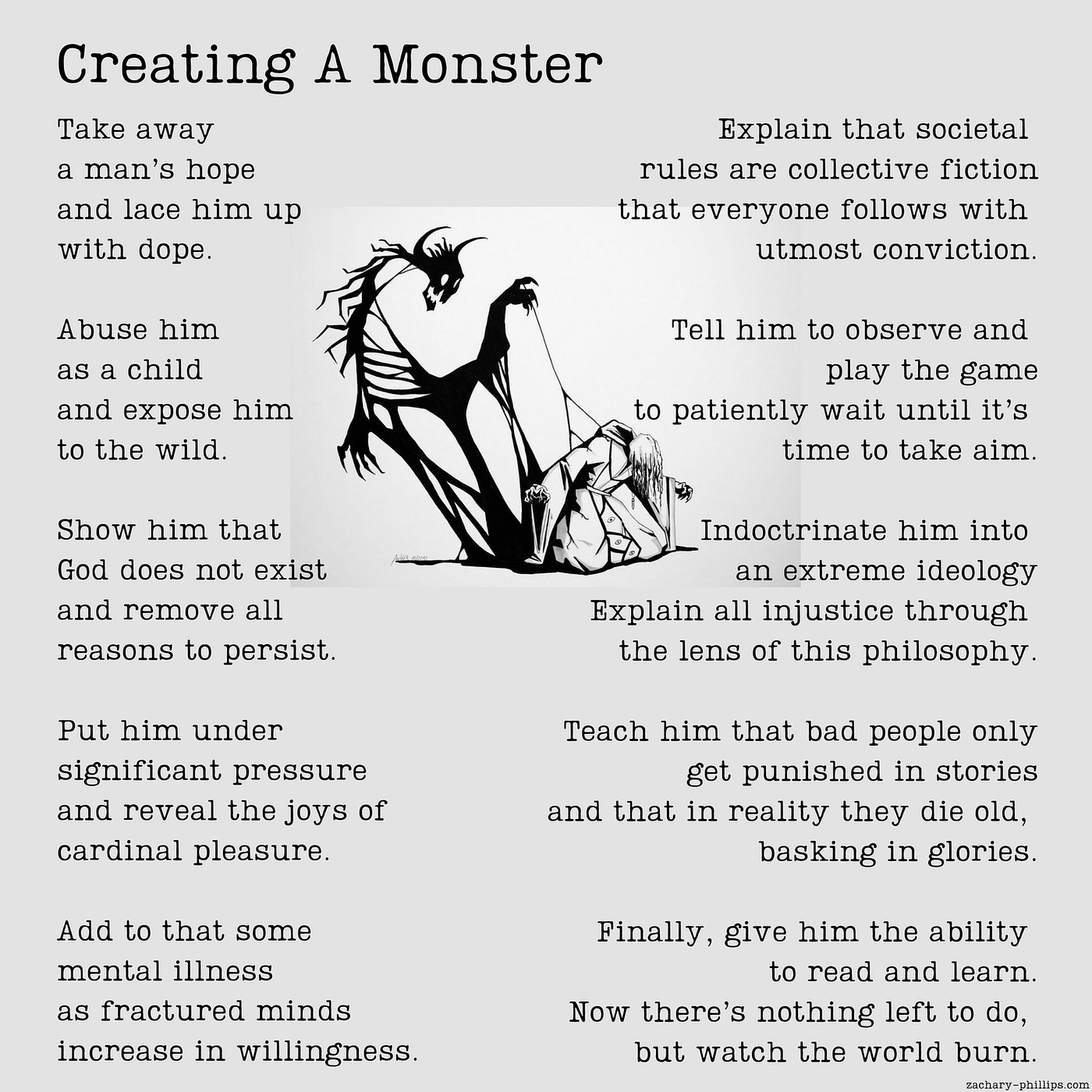 Creating A Monster. a poem | by Zachary Phillips | The Story Hall 