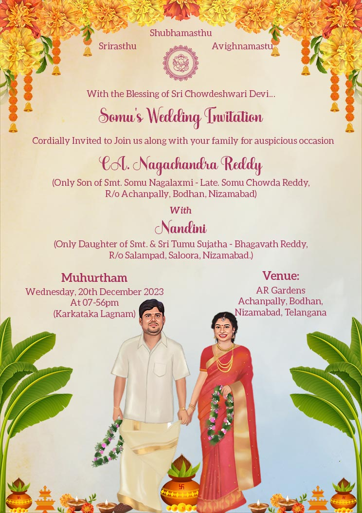 Wedding Invitation Card in Telugu Unique Designs for Memorable