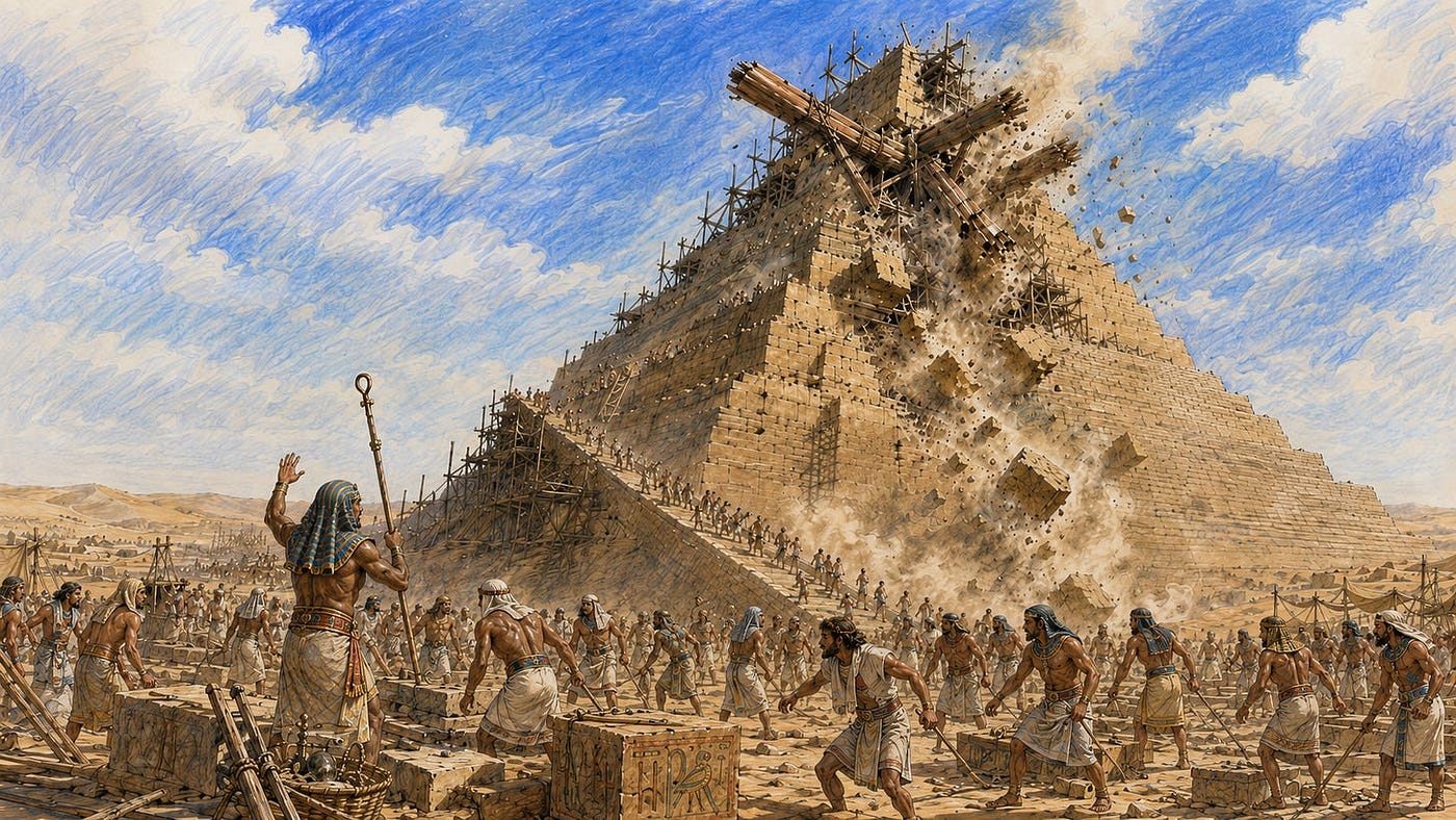 Great Pyramid Project on Brink of Collapse After Pharaoh Adds Pilates Studio, Water Park to Upper…