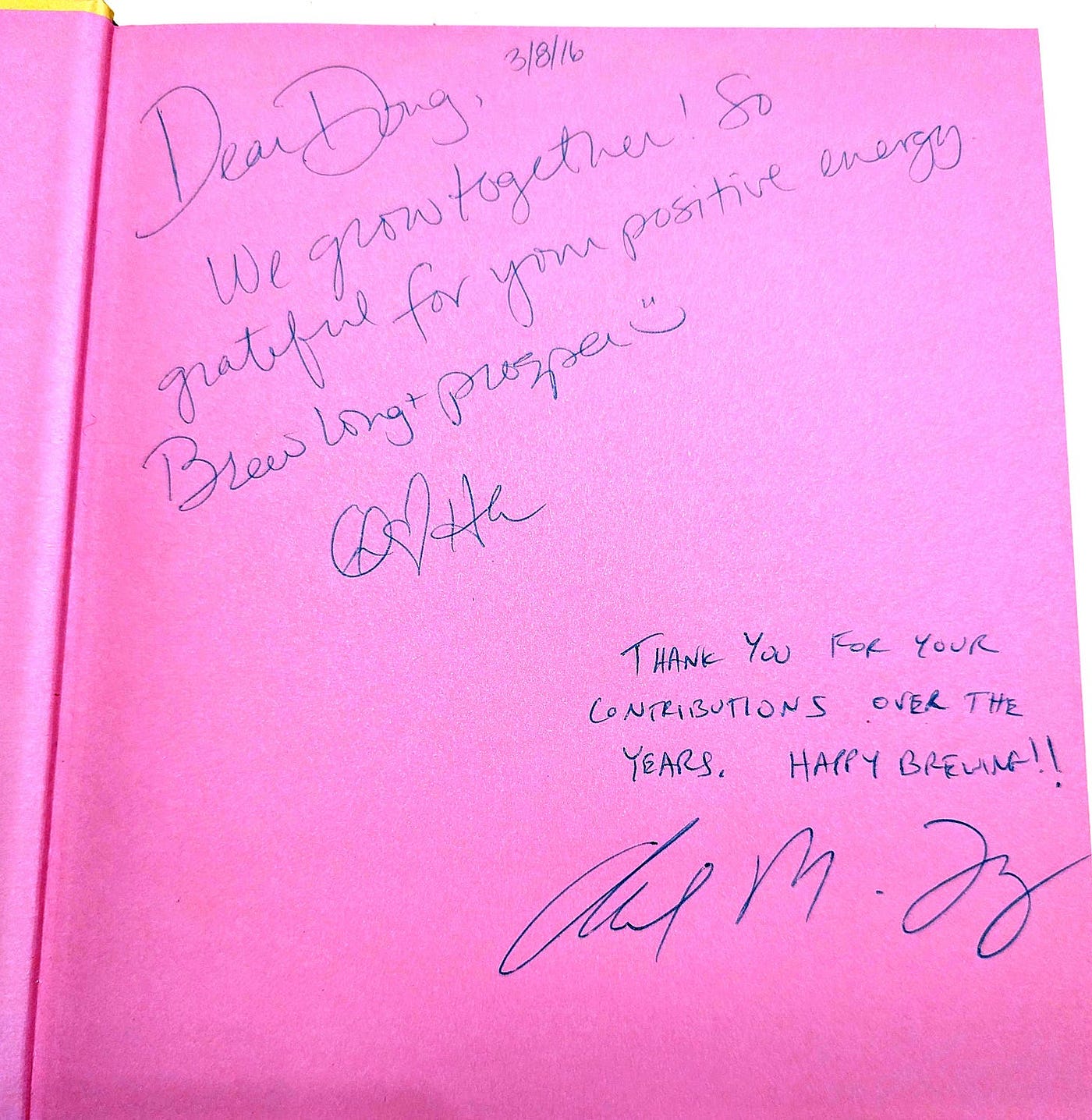 Picture of handwritten dedications
