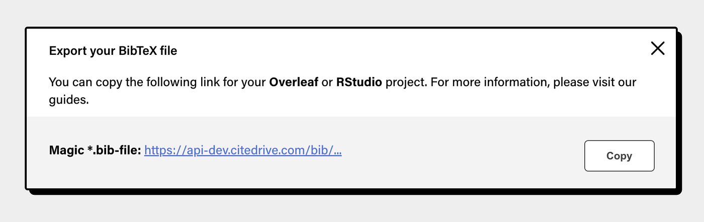 Bibliography management in Overleaf LaTeX by CiteDrive Medium
