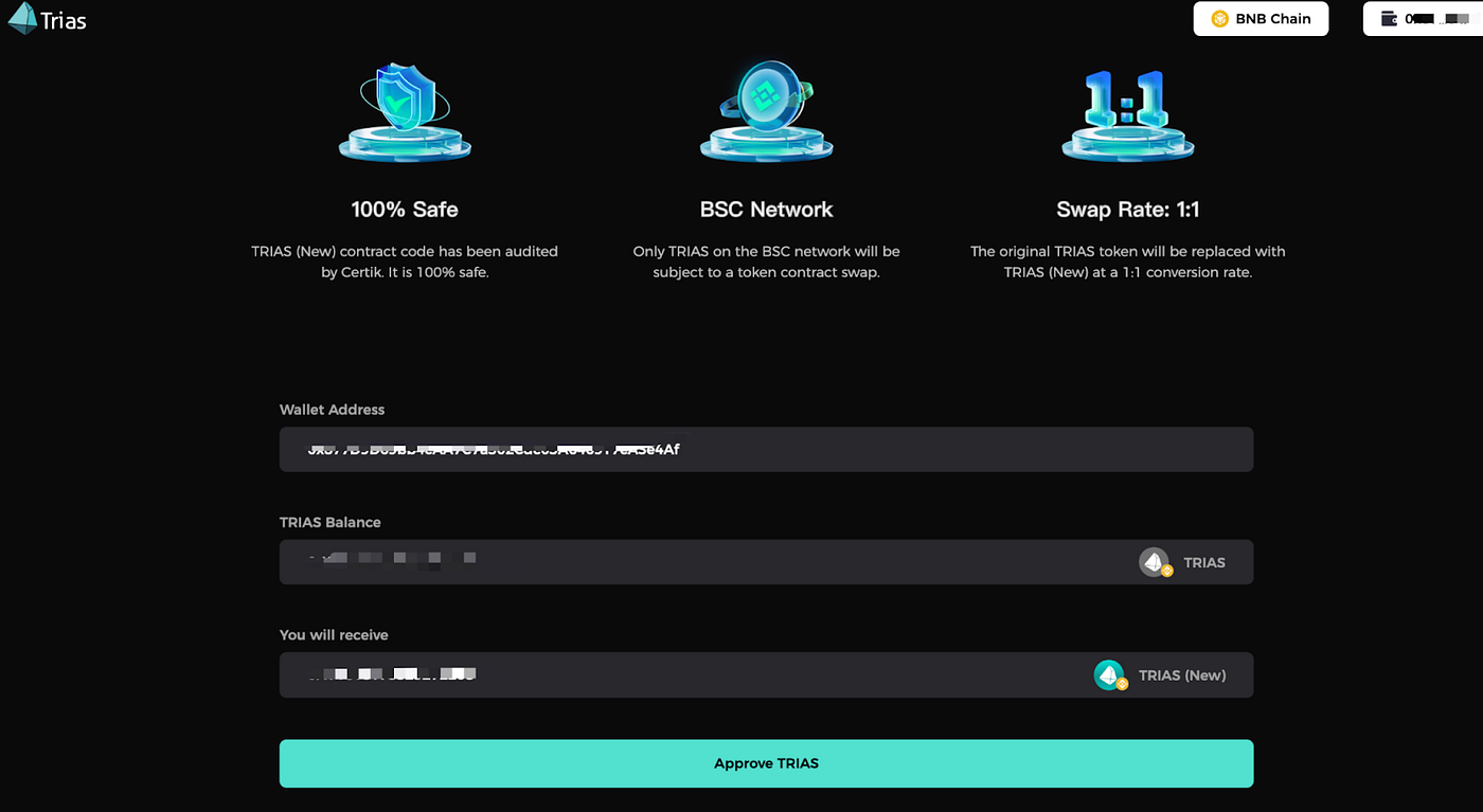 Announcement】TRIAS BSC Contract Swap is Live NOW | by Trias | Medium