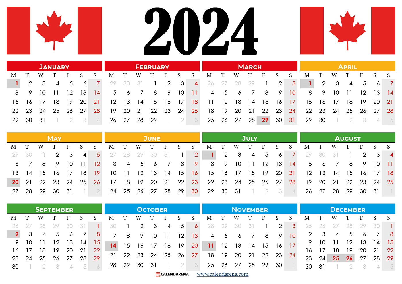 Calendar Of Holidays 2024 Canada natty scarlet