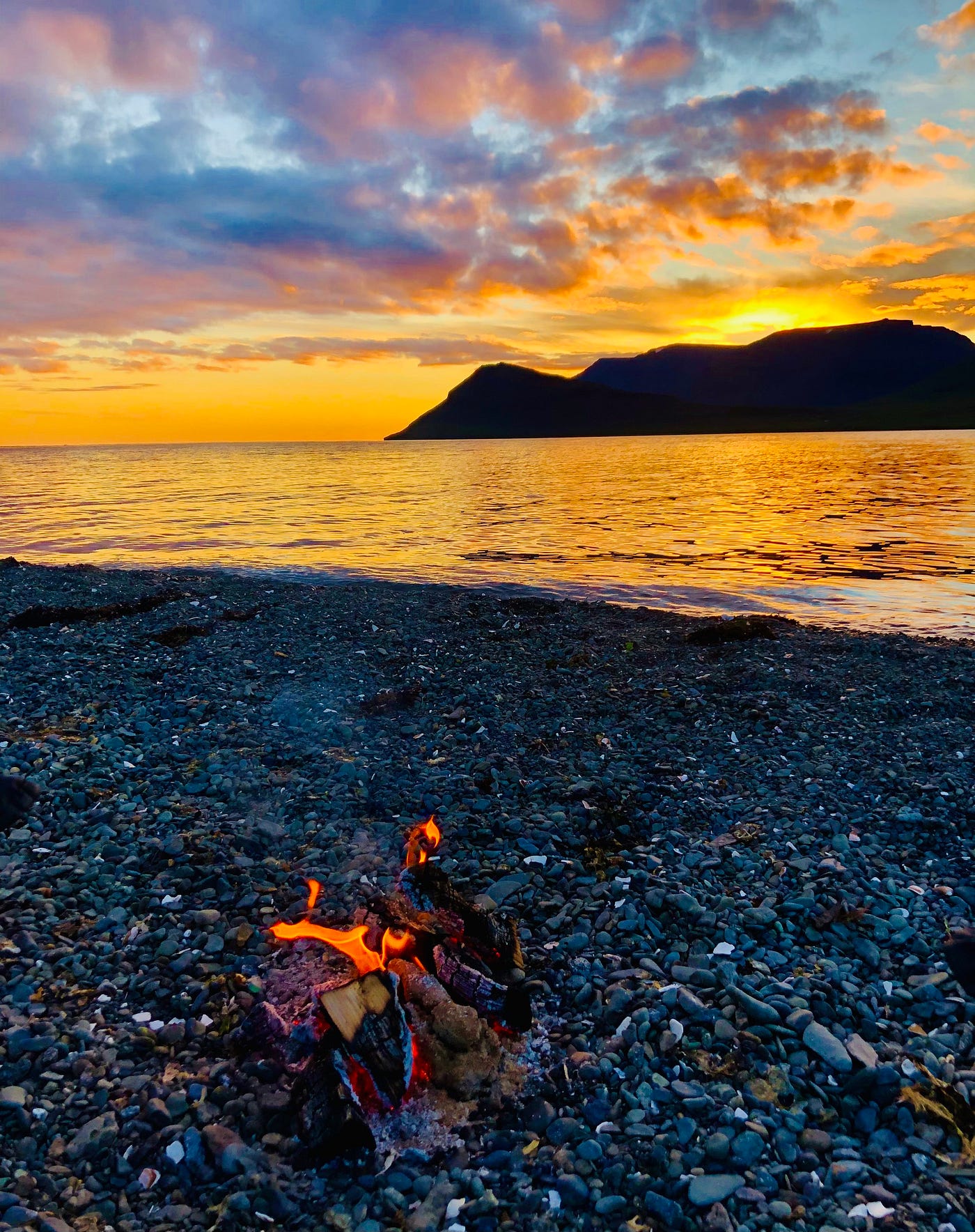 Photo by author: One sky, two moments — sunset and sunrise, all in one breath. Iceland, 2022