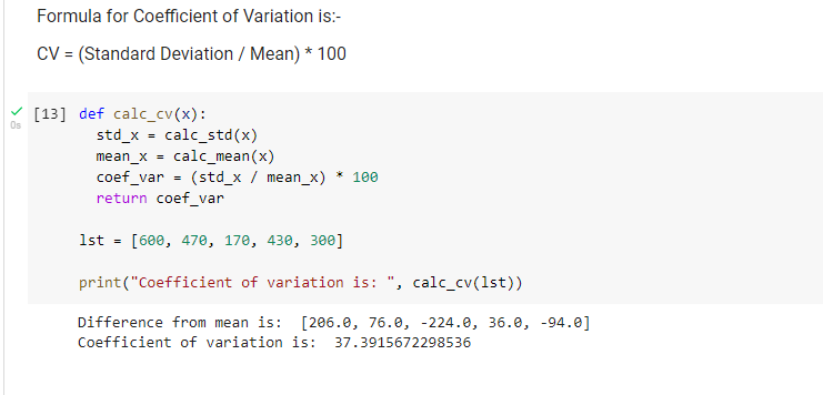 Coefficient Of Variation Formula