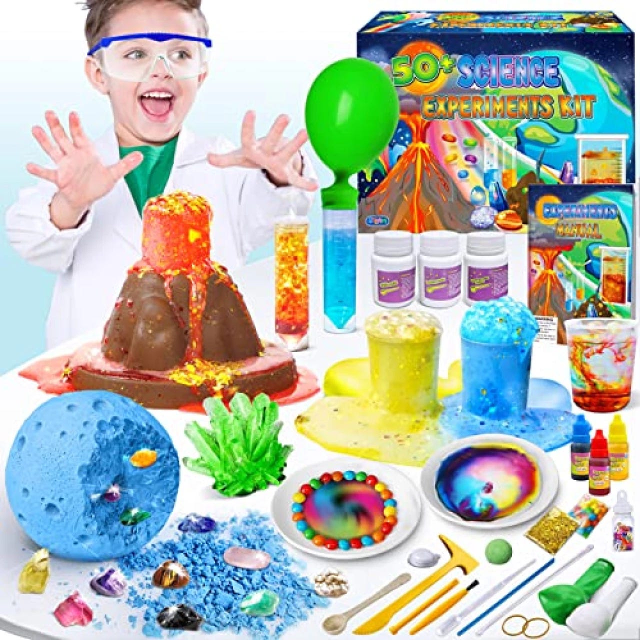 UNGLINGA 70 Lab Experiments Science Kits for Kids Age 4-6-8-12 Educational  Scientific Toys Gifts for Girls Boys, Chemistry Set, Crystal Growing
