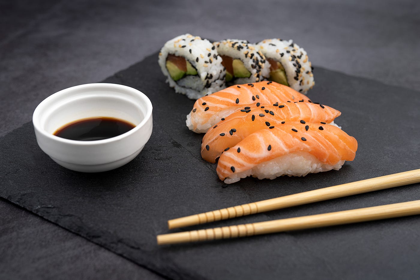 Sushi and soy sauce