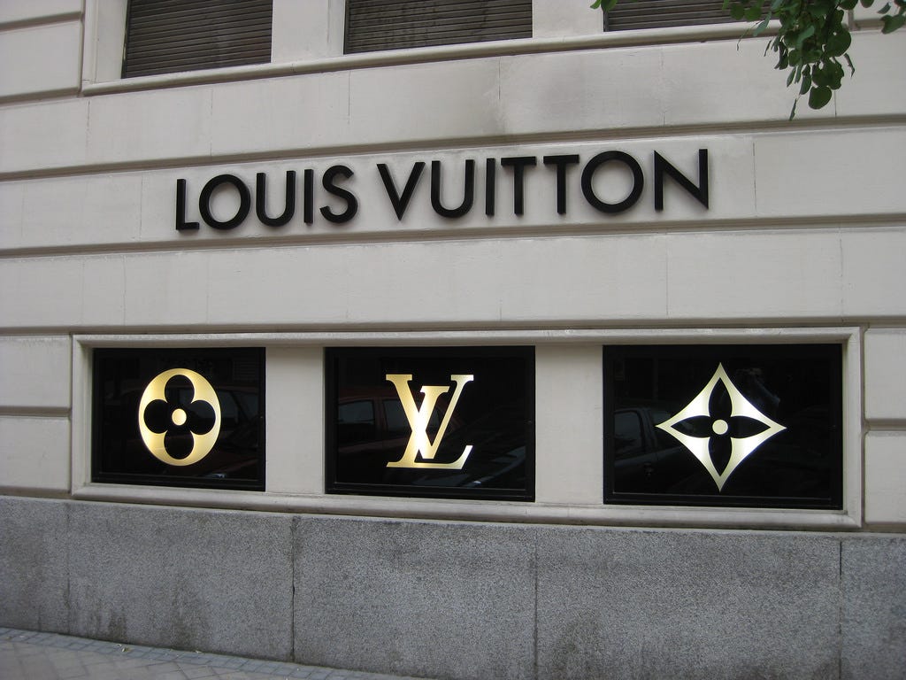 Louis Vuitton Logo and Letters Sign of Store Luxury Brand Fashion