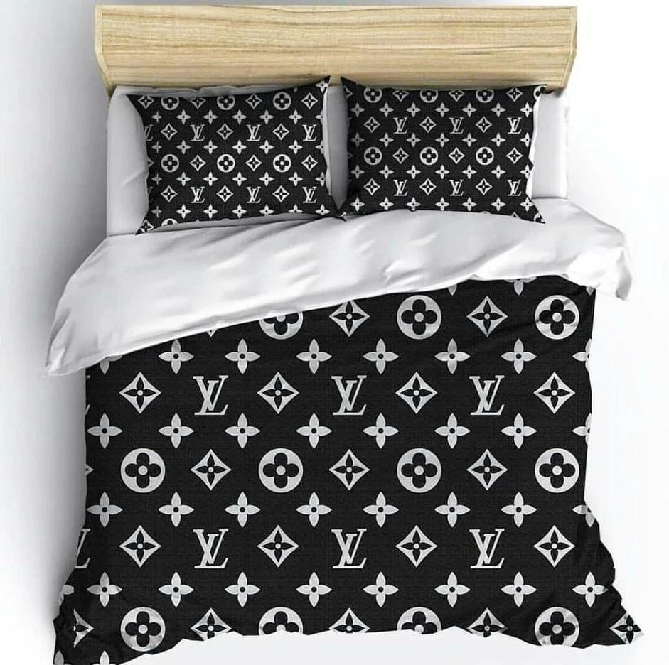 Louis Vuitton Blue And Black Logo Brand Bedding Set Home Decor Luxury  Bedroom Bedspread, by SuperHyp Store