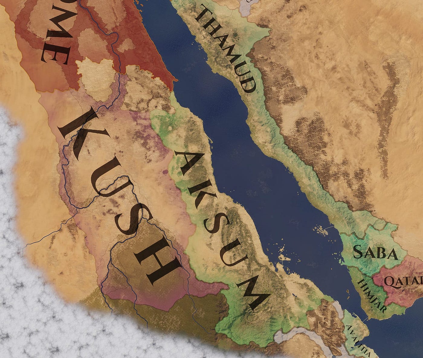 Approximate Geographical reach of the Aksumite Empire after GDRT’s conquest of the Beja.