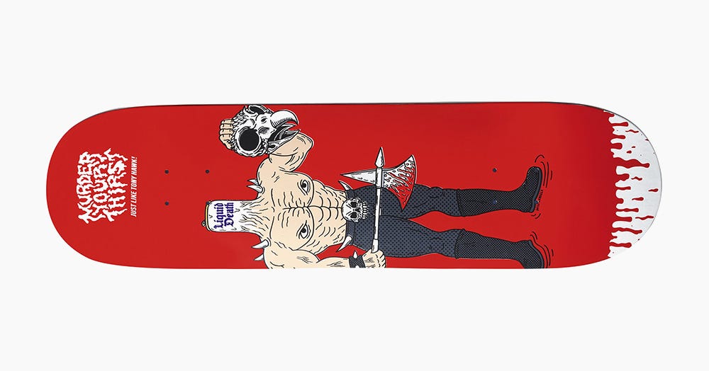 Tony Hawk, Liquid Death team up to sell blood-infused skateboard decks