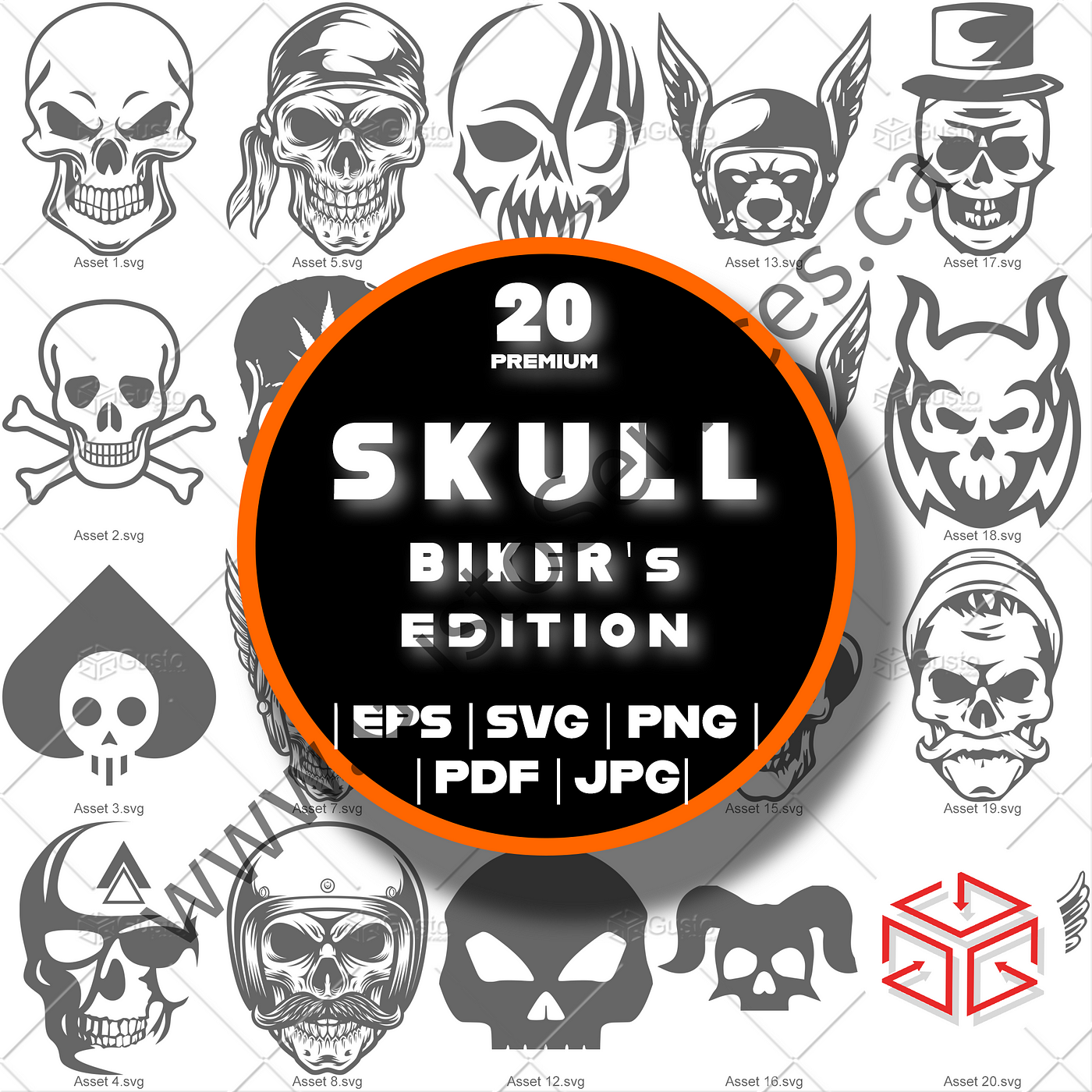 Skull SVG/ Skull Clipart/ Cut Files/ Silhouette/ Vector Files for