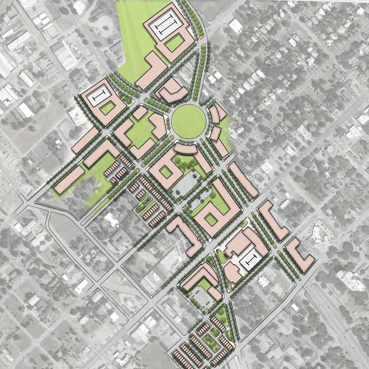 Land freed by removal can transformed into a neighborhood center. Toole Design Group.