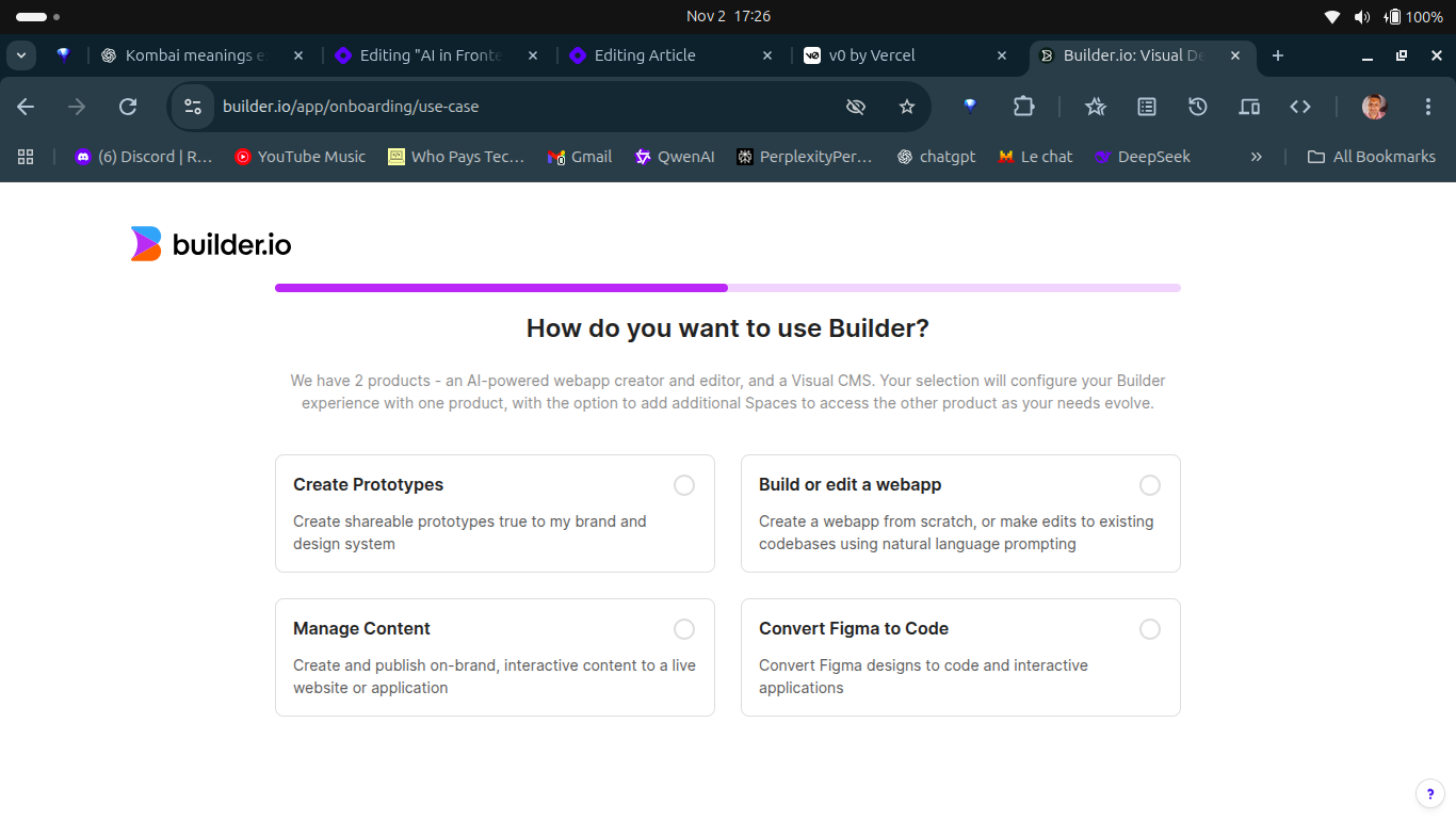 builder.io homepage