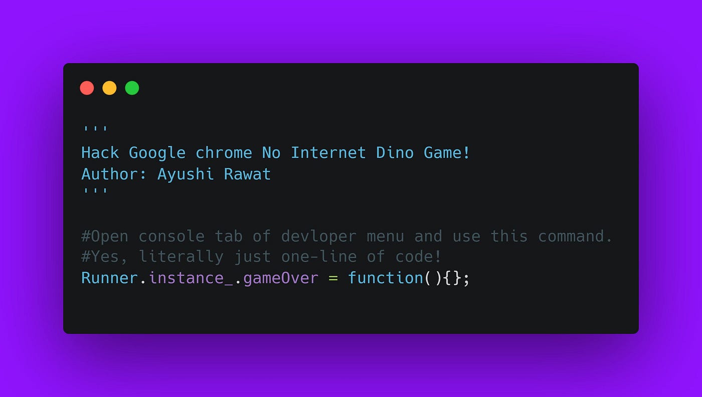 Hacking Chrome's Dino Game with 3 Commands 