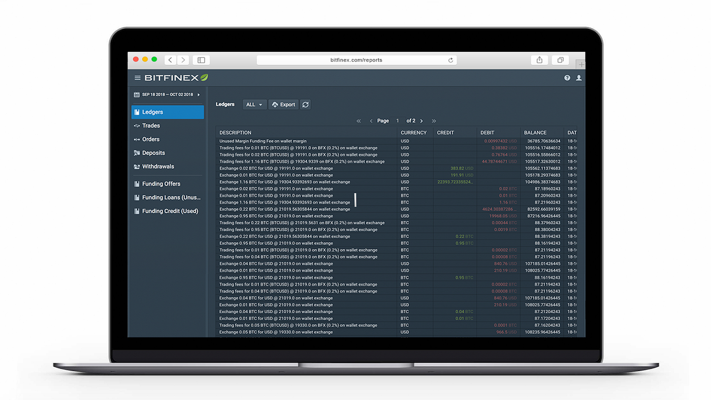 Bitfinex Reports — 2.0. Tracking your activity has never been… | by  Ezequiel Wernicke | Bitfinex | Medium