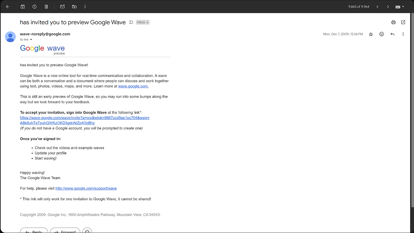 Preview from Google Wave