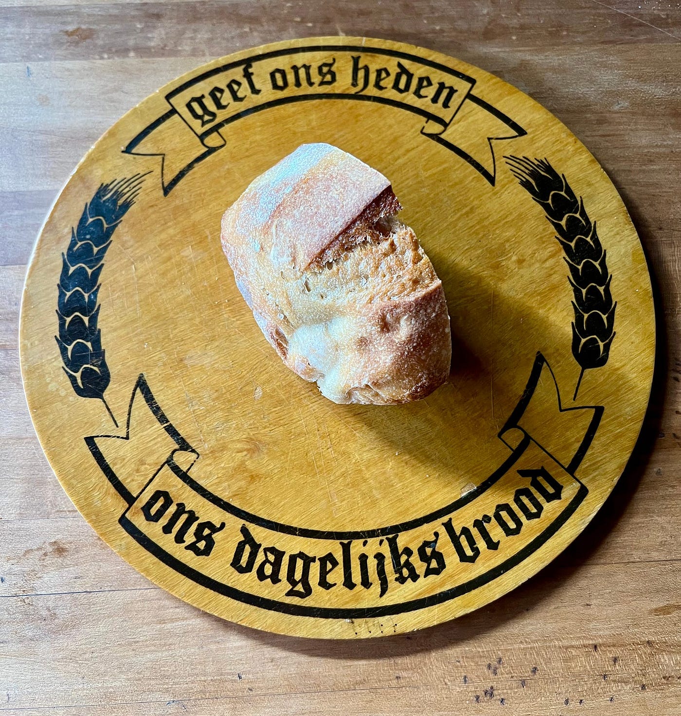 This breadboard has been in my Dutch husband’s family since 1947, according to an inscription on the back. It was a wedding gift. No, I wouldn’t dare actually cut my bread on it. (Photo by Michelle Teheux)
