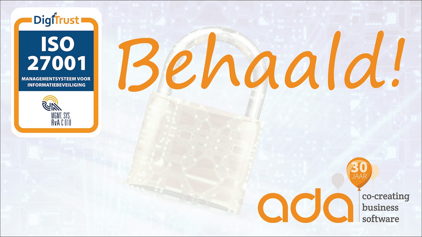 ADA ICT behaalt ISO 27001 certificering