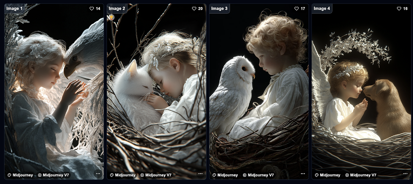 Angel & Animals (Part 1: Eagle, Cat, Owl, Dog) from AI Compare Hub