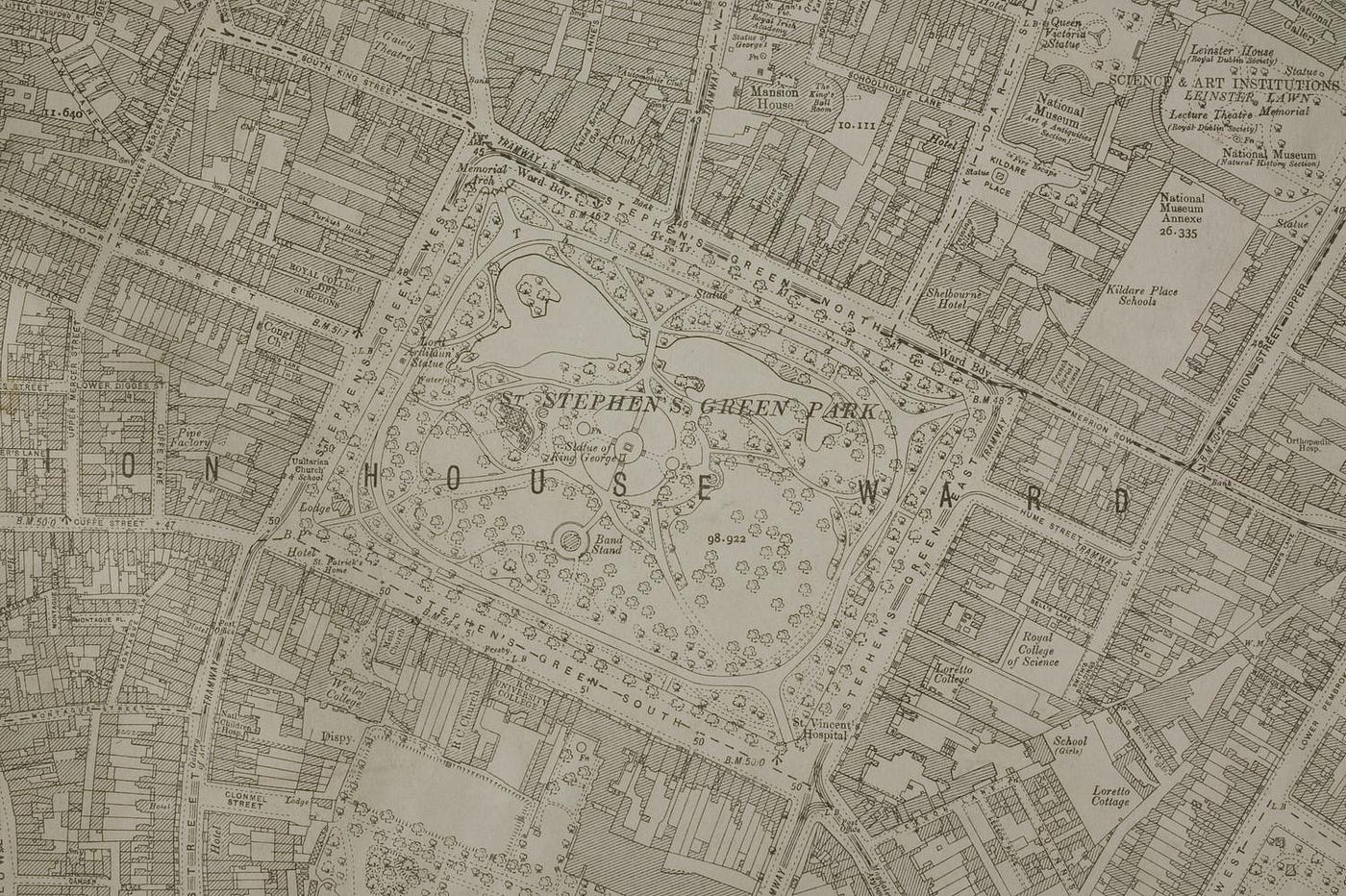 Map of the park and surrounding buildings