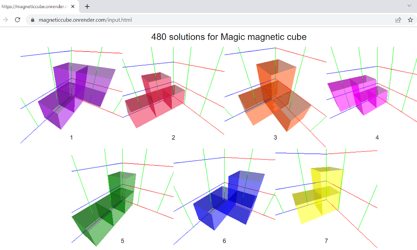 480 solutions of the Magic magnetic cube puzzle | by Marian Čaikovski |  Medium