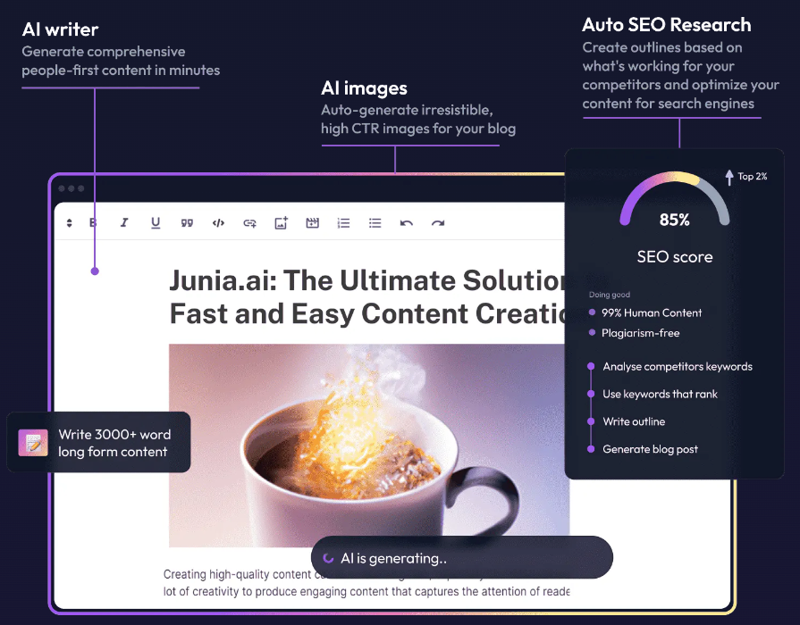 Junia AI screenshot