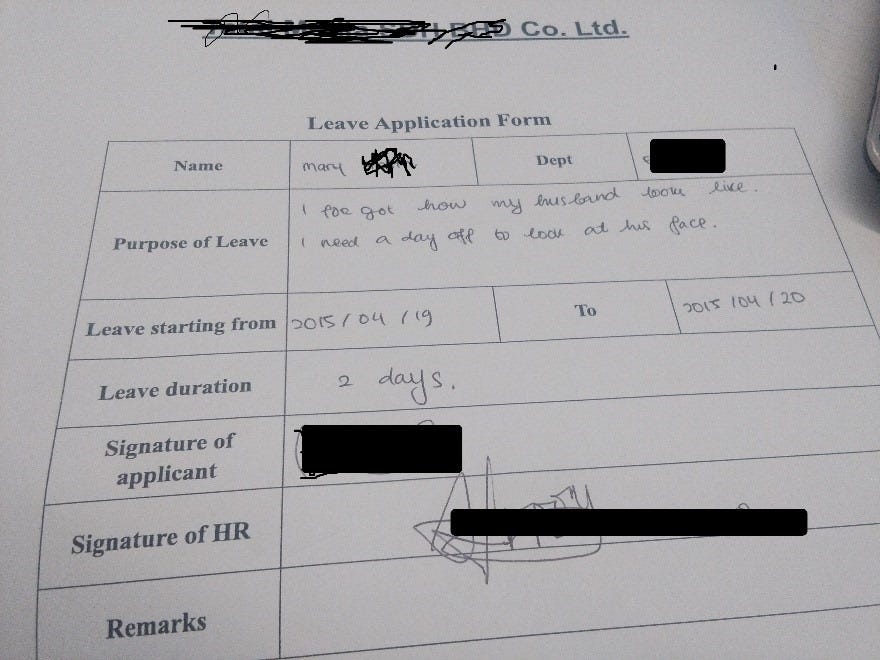 Husband Application Form Funny