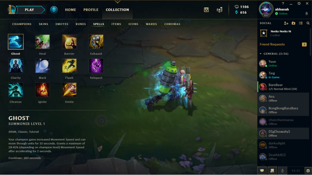 The League of Legends in-game UI presents information about player