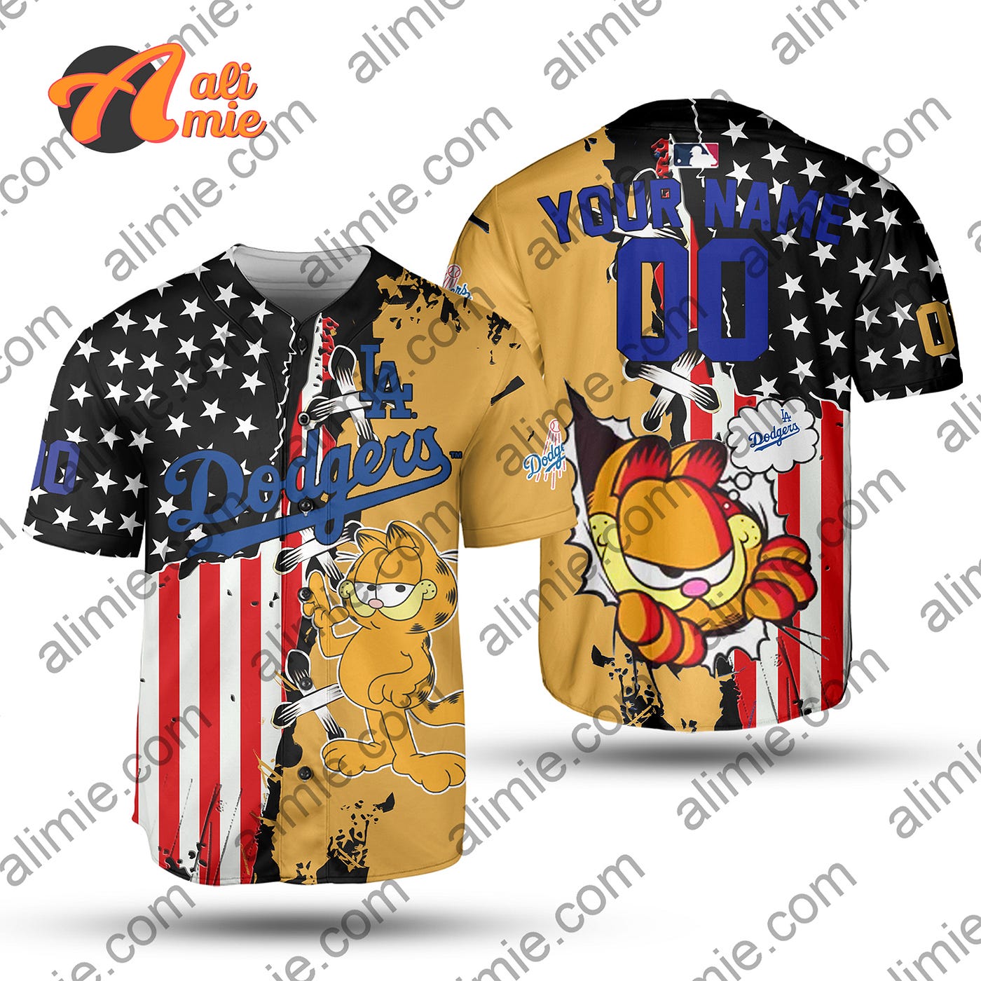 MLB Los Angeles Dodgers Vintage Garfield 4Th Of July Independence Day  Jersey - Storealimie - Medium