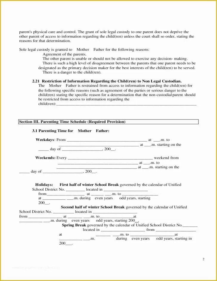 Joint Custody Parenting Plan Template | by Indahiasionpaki | Medium