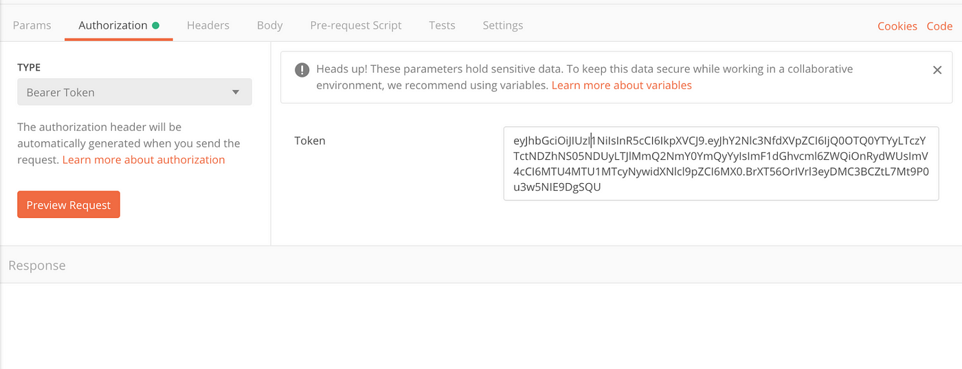 Configure the Header to Carry the Bearer Token