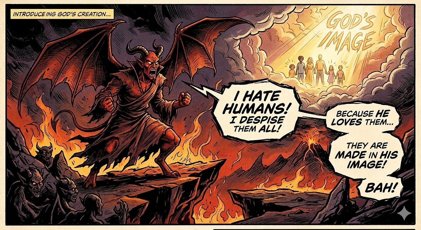 satan hates what God loves (AI)
