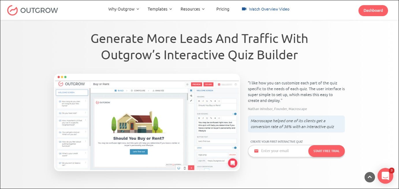 creative amazing quizzes with Outgrow Quiz Maker