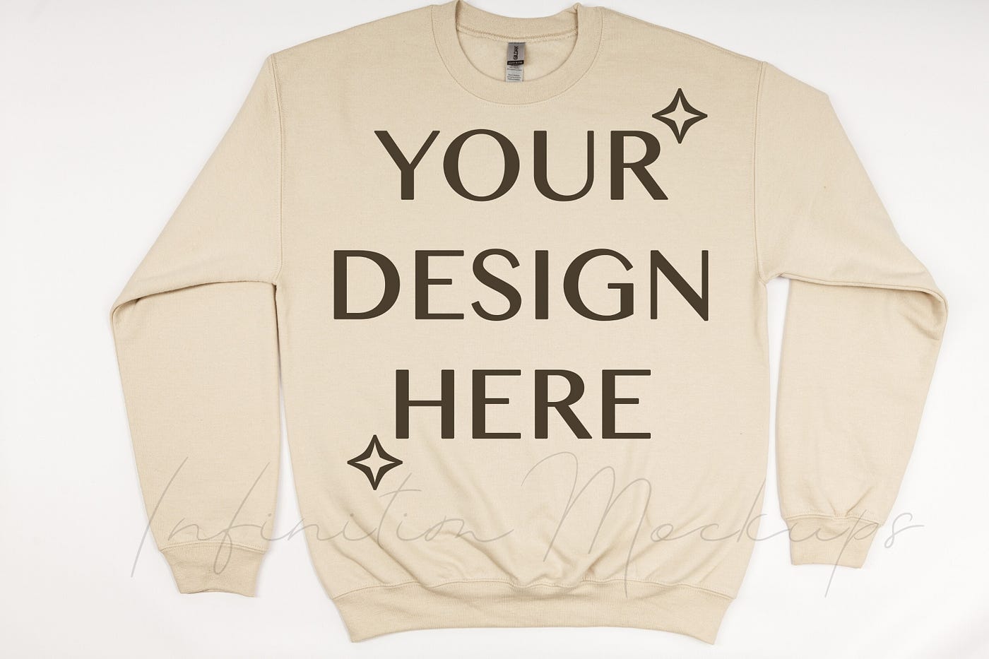 Free Gildan 18000 Sand Sweatshirt Mockup Free Download